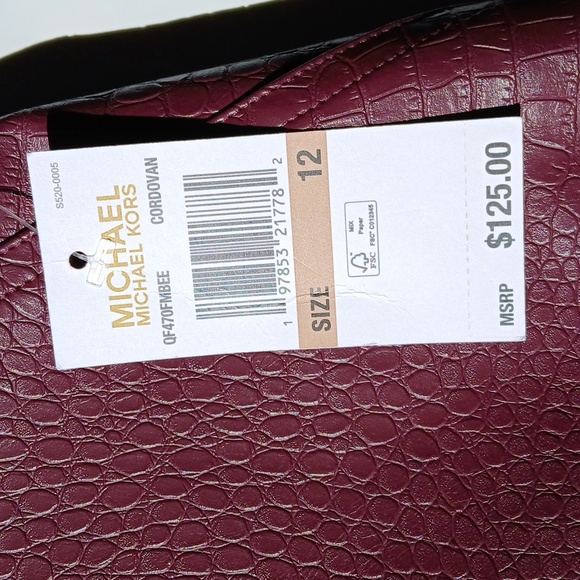 NWT Michael Kors micro skirt, Size 12, faux croc pu leather, Color Burgundy - Picture 6 of 12